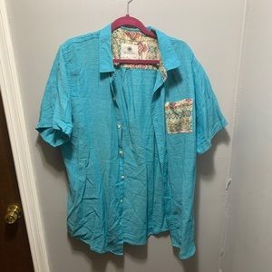 On the Byas size XL teal short sleeve button up